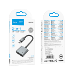 Hoco USB-C to Dual USB-C (Audio and Charge) UPA34A - Metal Gray
